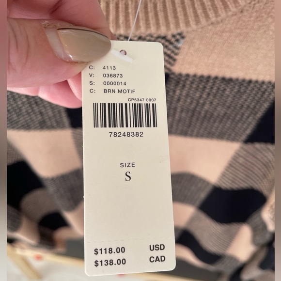 Anthropologie frill collared checkered sweater, NWT size S - Picture 7 of 7